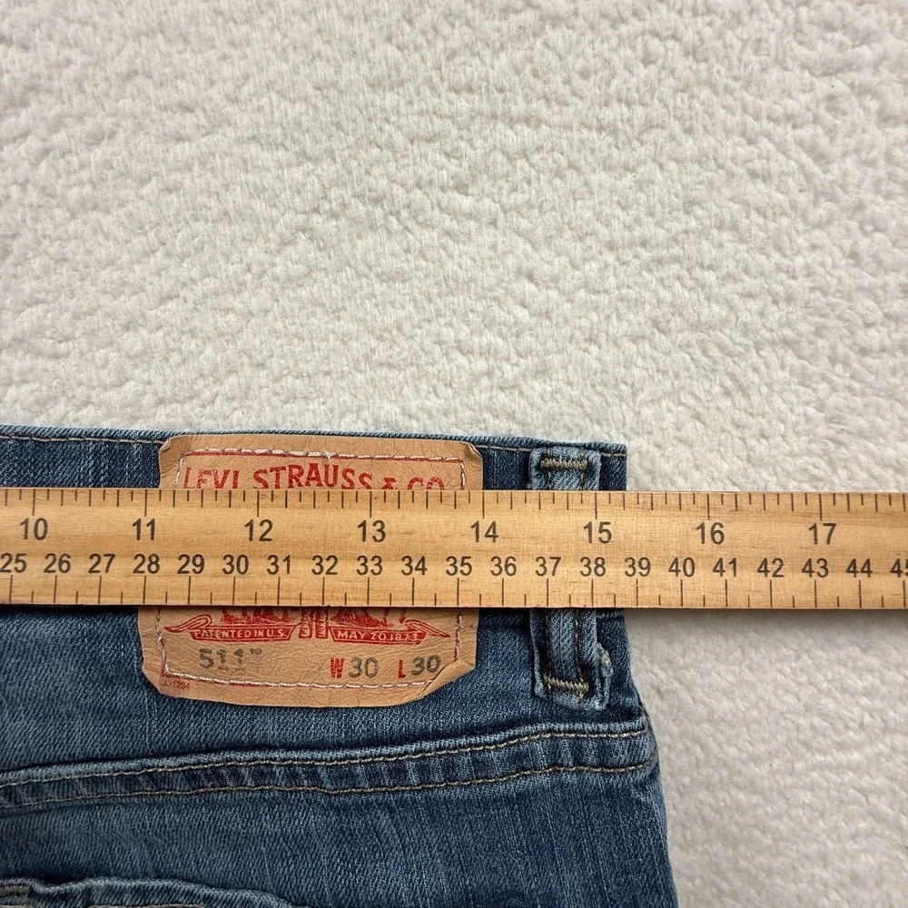 Levi's 511 Jeans Mens 30x30 Blue‎ Denim Medium Wash Faded Slim Fit Skinny Leg